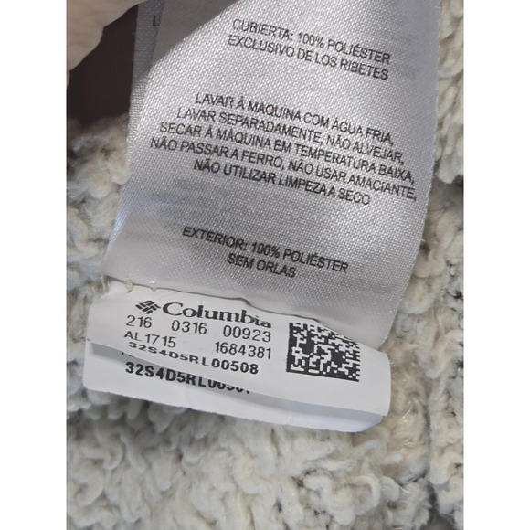 Columbia Women's Ivory White Sherpa Full Zip Fleece‎ Jacket Size X-Large - Picture 7 of 7